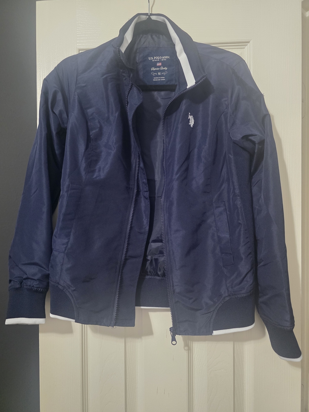 U.S. Polo Assn. Men's Navy Lightweight Track Jacket with White Trim